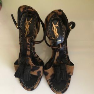 YSL T Strap Leopard Skin Pump